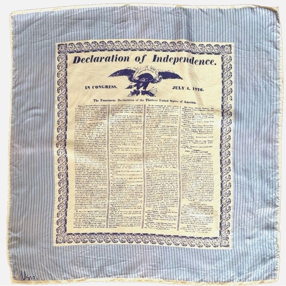 Vintage Vera Neumann Ladybug Declaration of Independence Scarf Patriotic